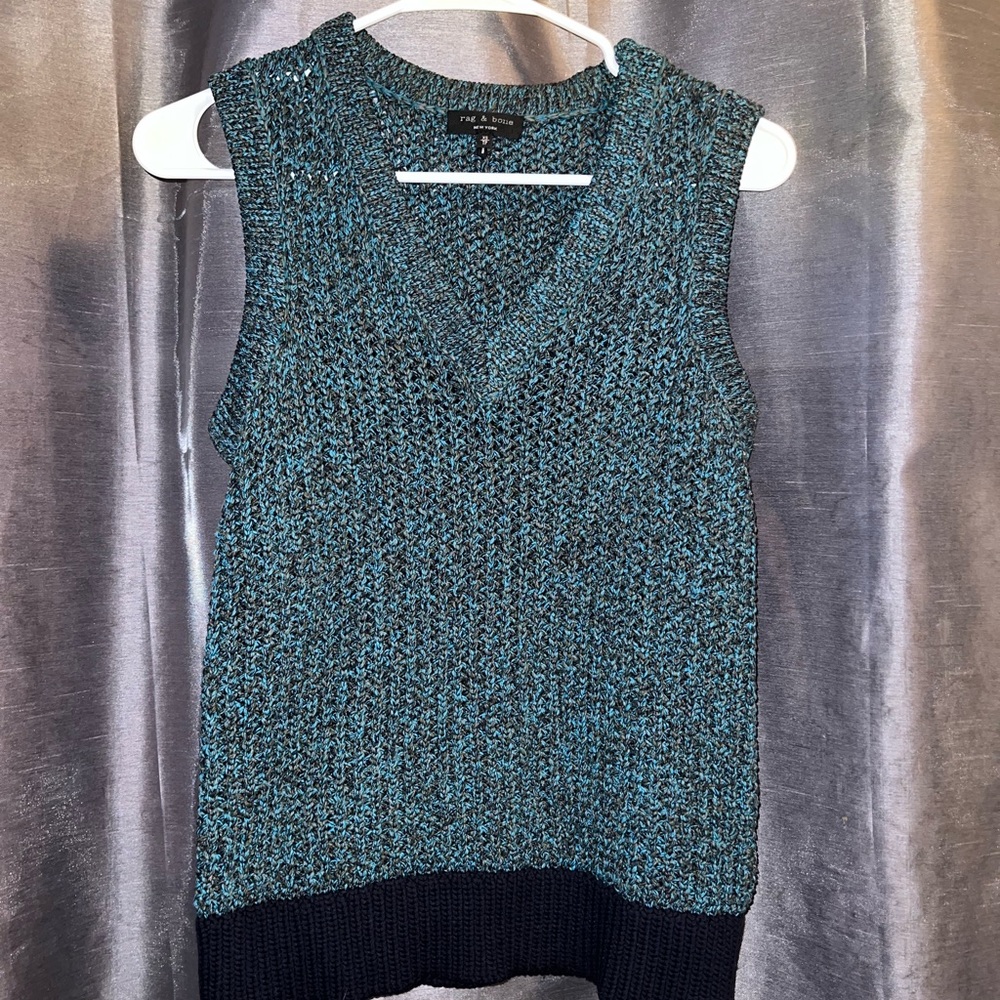Rag & Bone Carmen Knit Blue Sweater Vest Tank